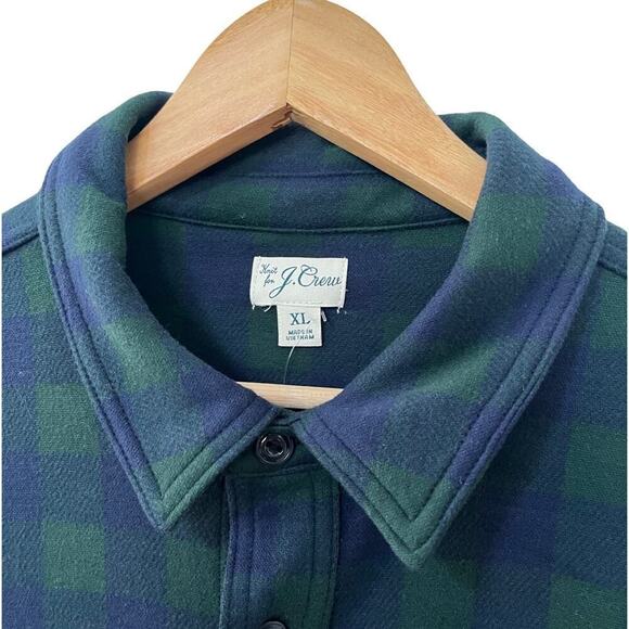 J Crew Seaboard Soft Knit Shirt Size XL Navy Plaid Cabincore Lumberjack Men’s - Picture 4 of 8